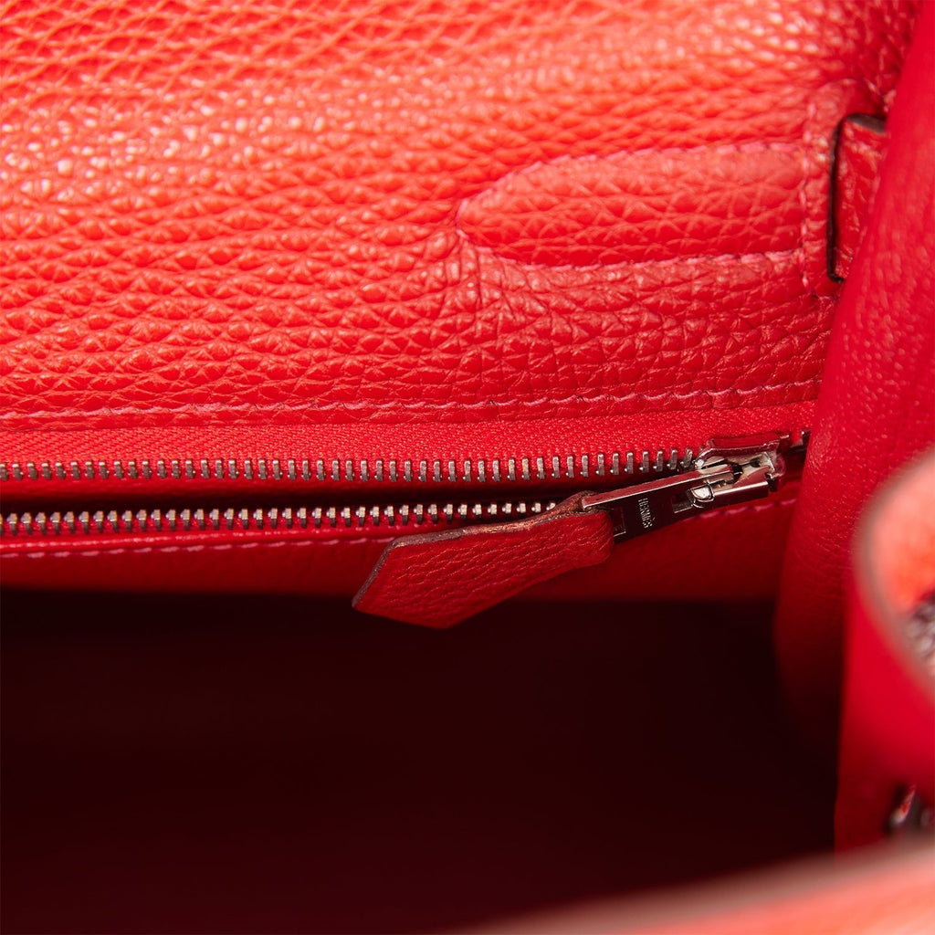 Pre-owned Hermes Kelly Mou 32 Vermillion Togo Palladium Hardware