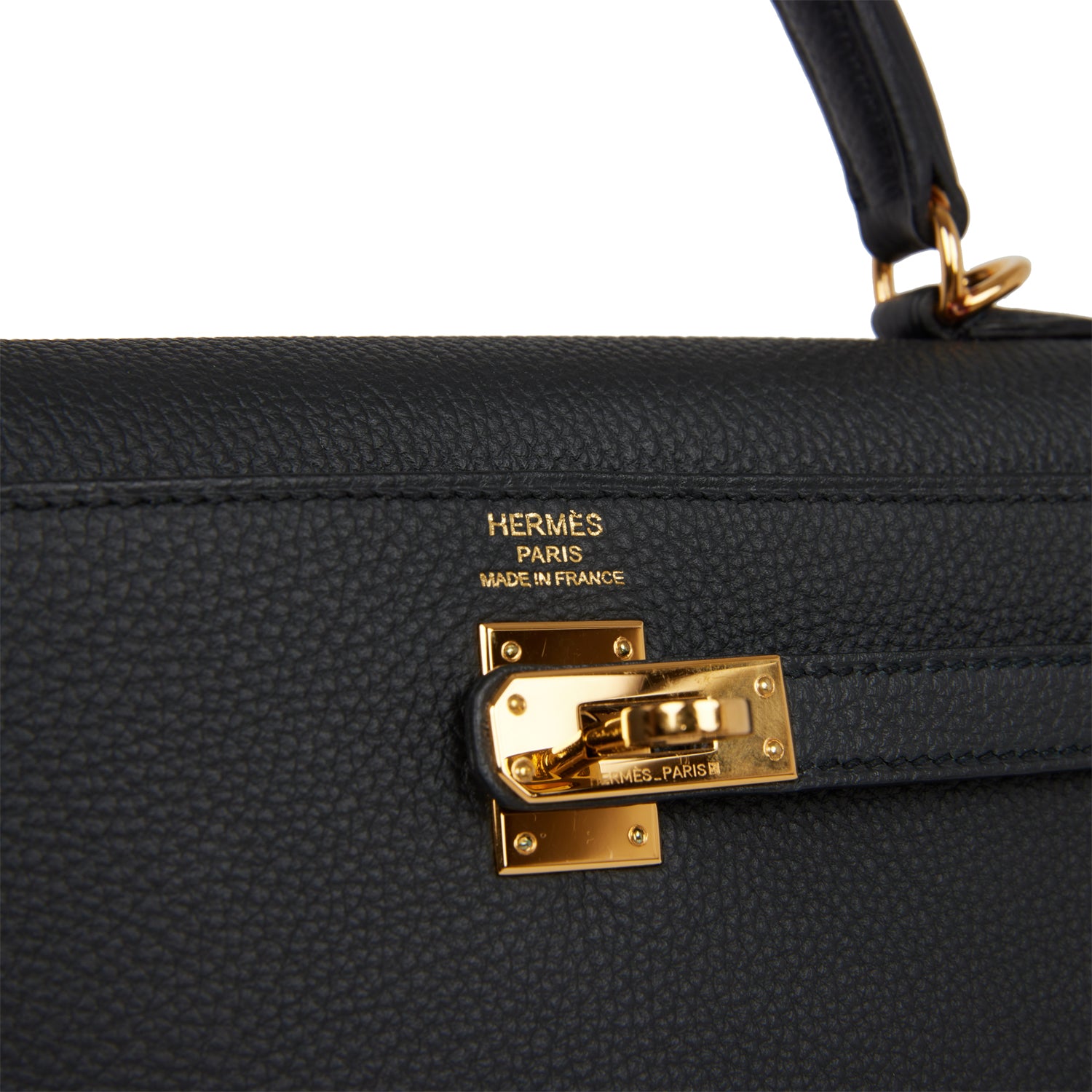 Pre-owned Hermes Kelly Retourne 25 Black Togo Gold Hardware