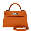 Hermes Kelly Sellier 20 Orange Verso Chèvre Palladium Hardware