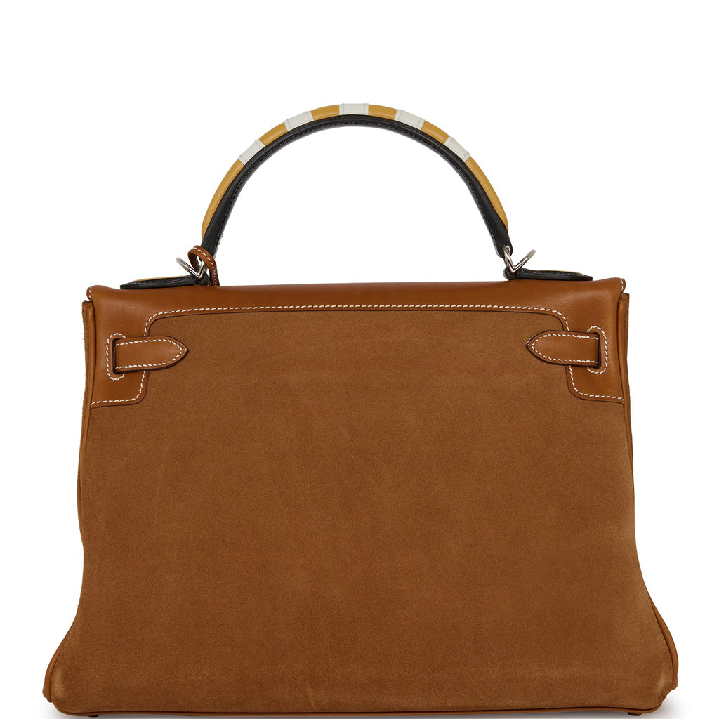Hermes Grizzly Kelly Retourne 32 Fauve Au Galop Barenia Palladium Hardware