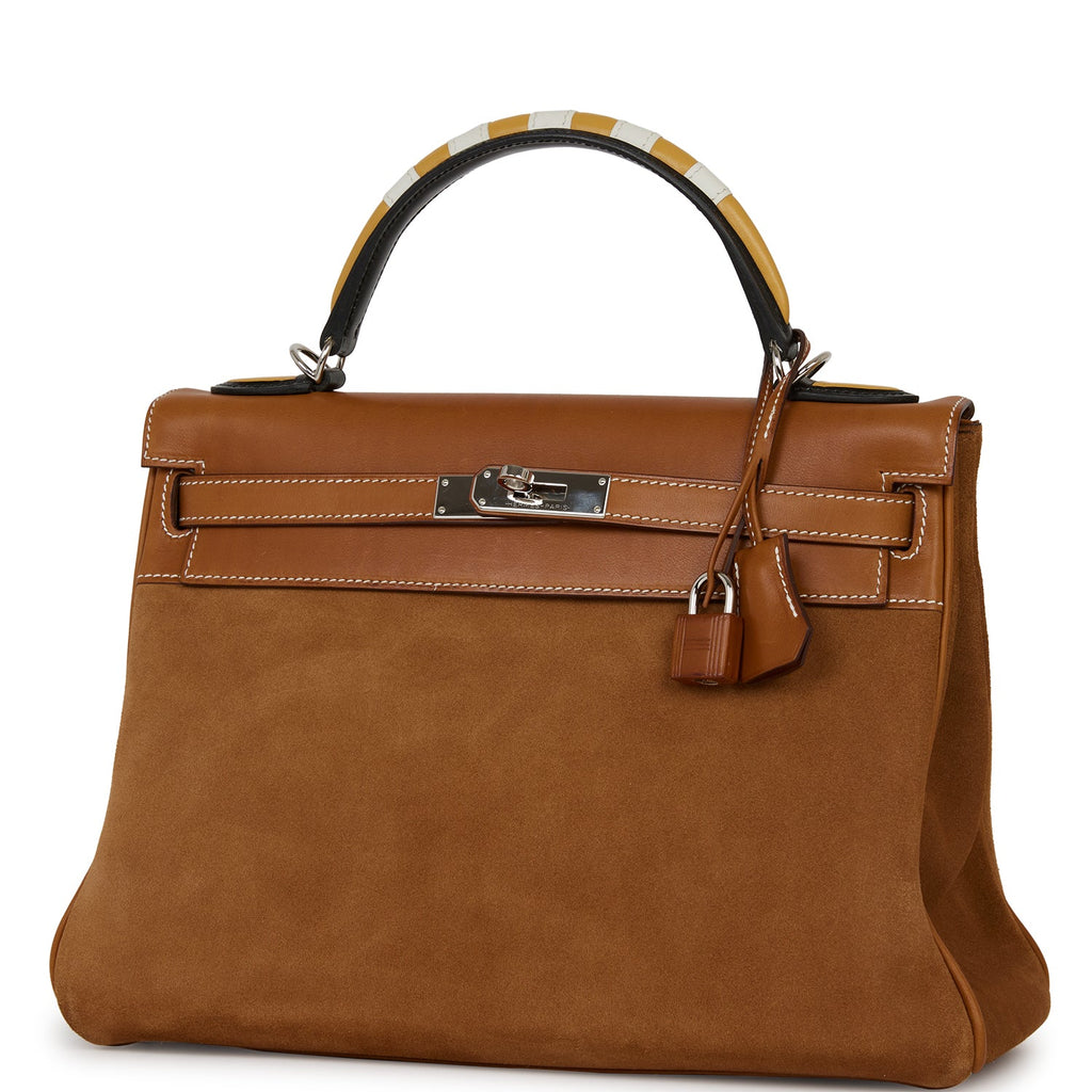 Hermes Grizzly Kelly Retourne 32 Fauve Au Galop Barenia Palladium Hardware