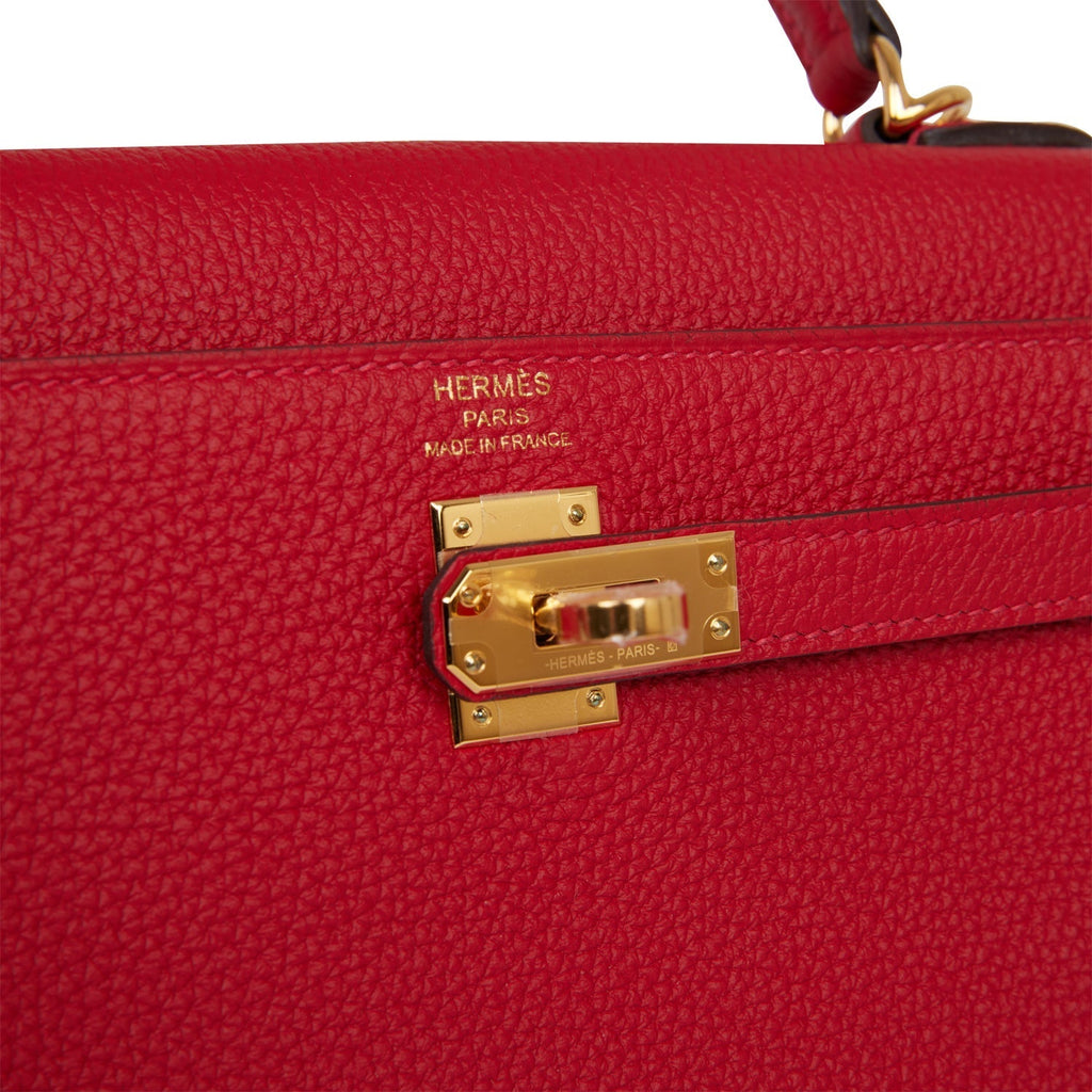 Hermes Kelly Retourne 25 Rouge Casaque Togo Gold Hardware - Payment 1