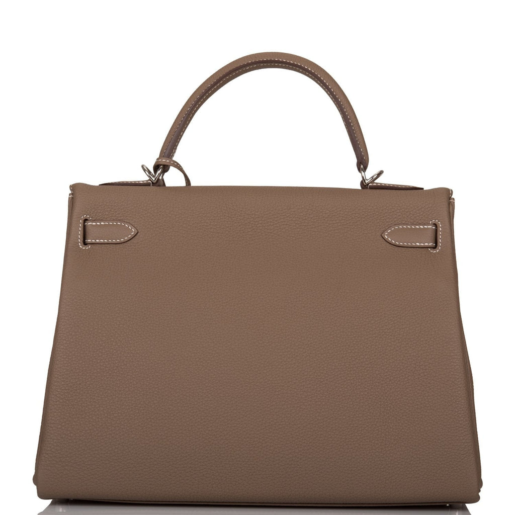 Hermes Kelly Retourne 32 Etoupe Togo Palladium Hardware