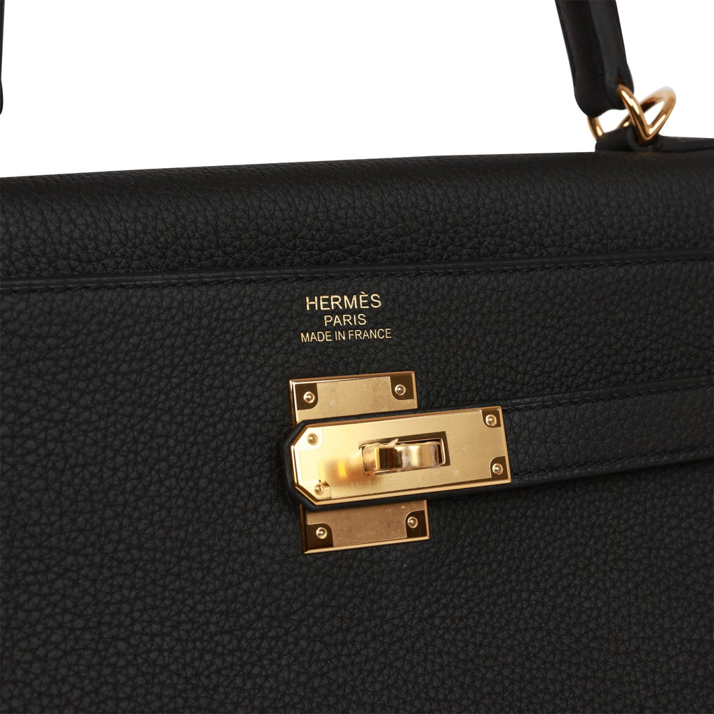 Hermes Kelly Retourne 35 Black Togo Gold Hardware
