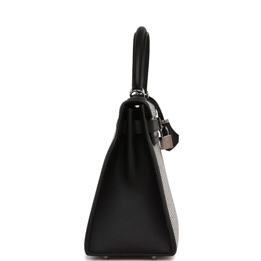 Hermes Quadrille Kelly Sellier 28 Black Toile and Swift Palladium Hardware