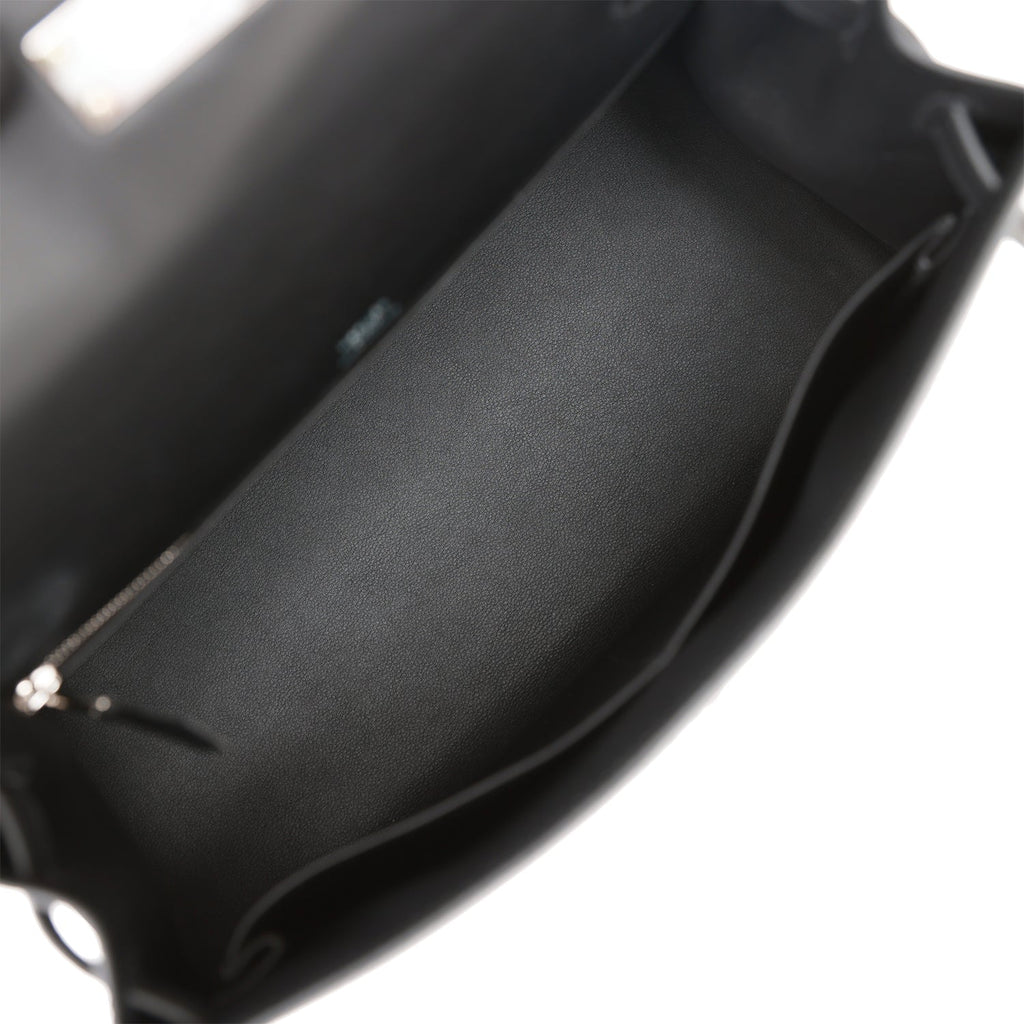 Hermes Quadrille Kelly Sellier 28 Black Toile and Swift Palladium Hardware