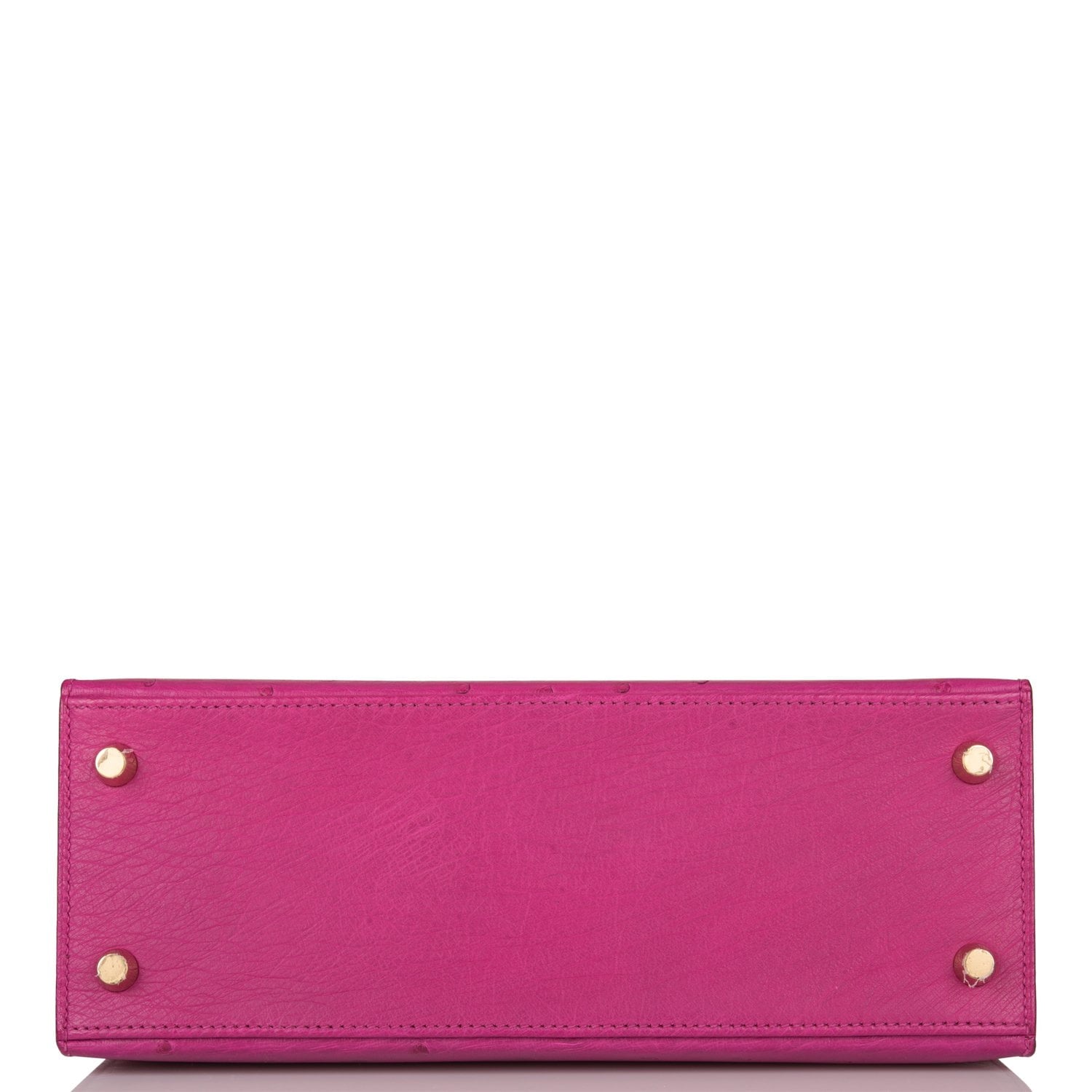 Hermes Special Order (HSS) Kelly Sellier 25 Rose Pourpre and Gris Agate Ostrich Brushed Gold Hardware