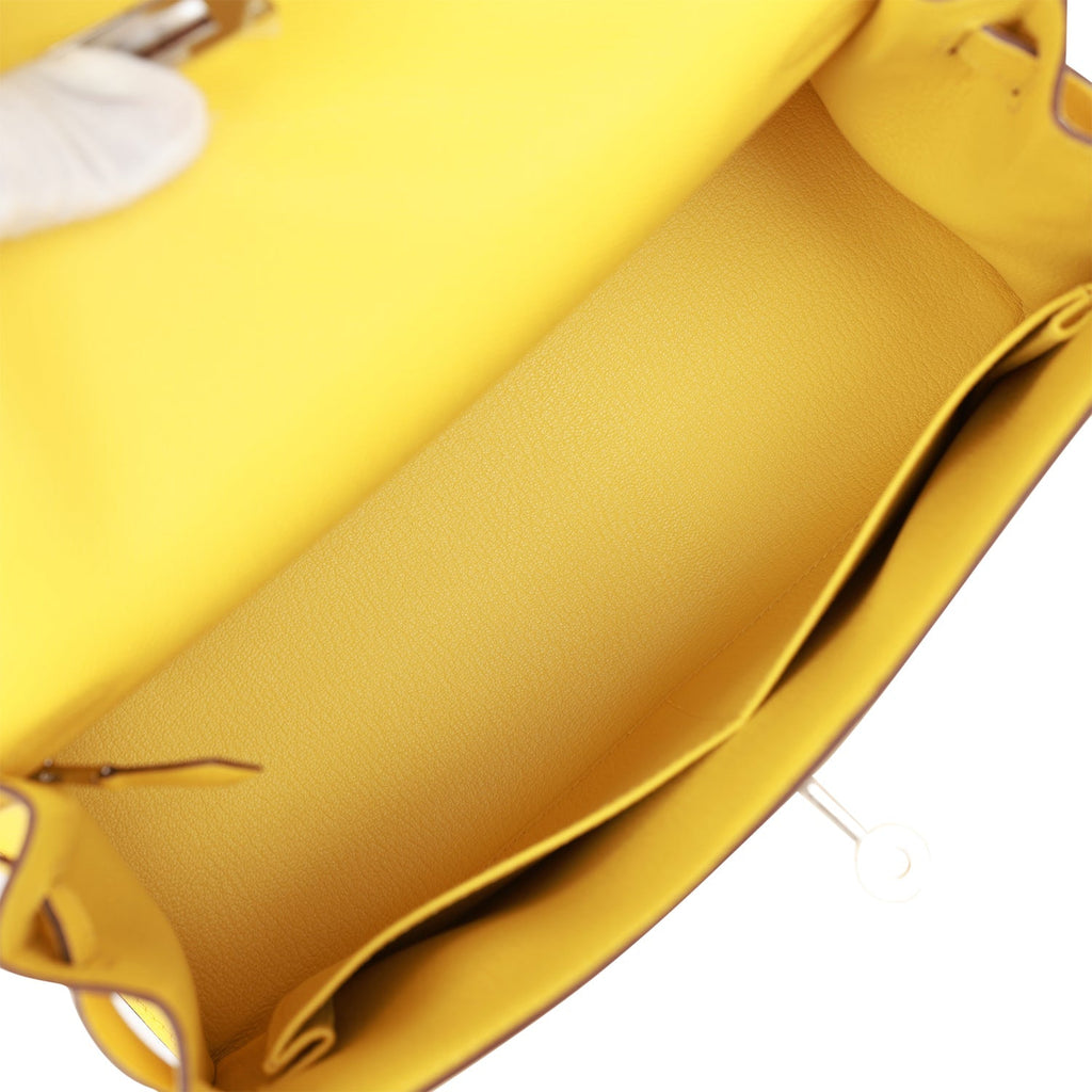 Hermes Kelly Sellier 28 Jaune de Naples Epsom Palladium Hardware