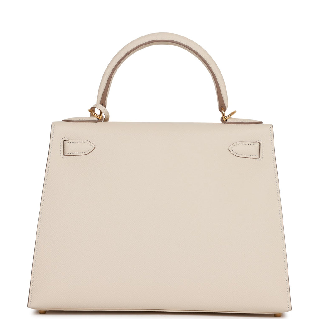 Pre-owned Hermes Kelly Sellier 28 Craie Epsom Gold Hardware