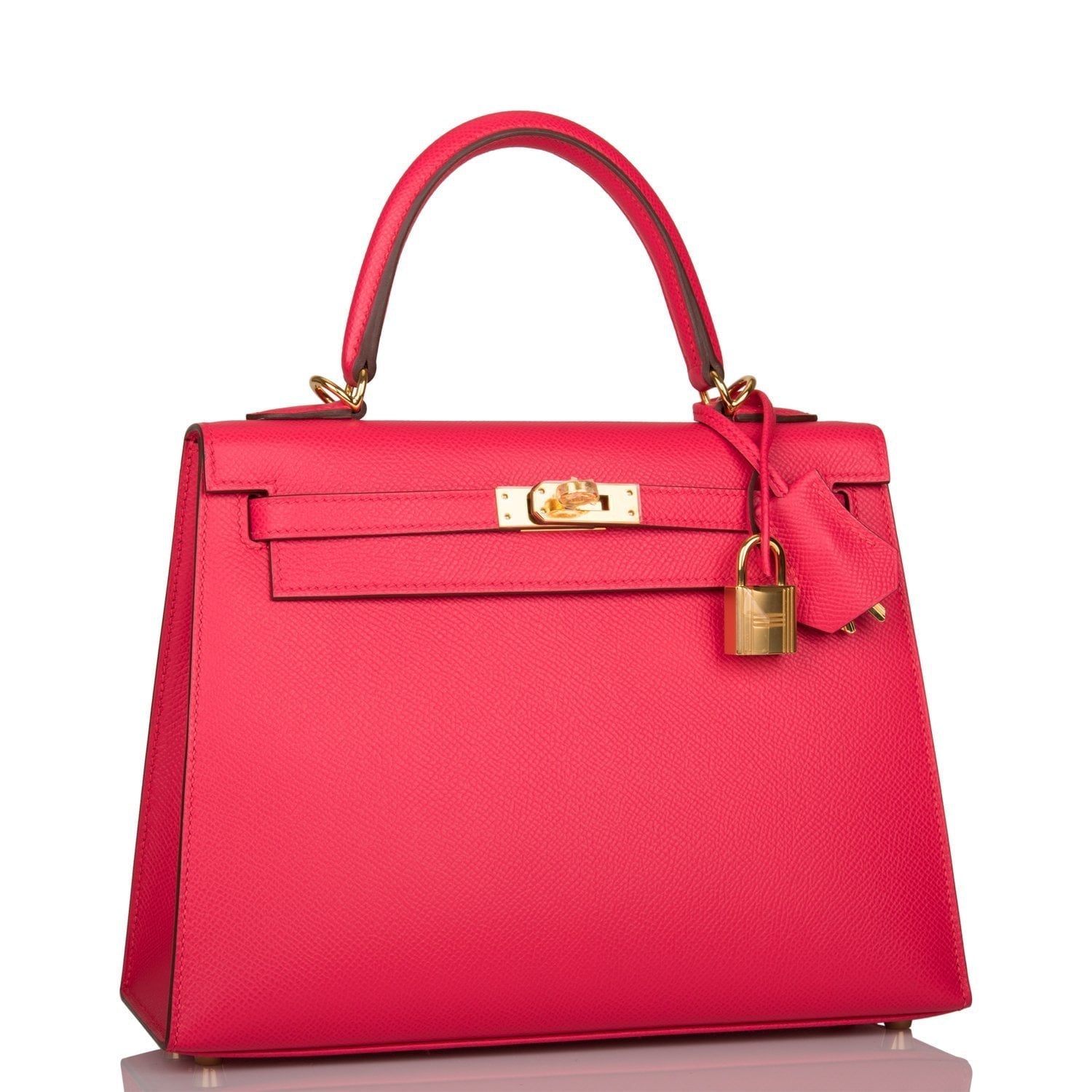 Hermes Rose Extreme Epsom Sellier Kelly 25cm Gold Hardware