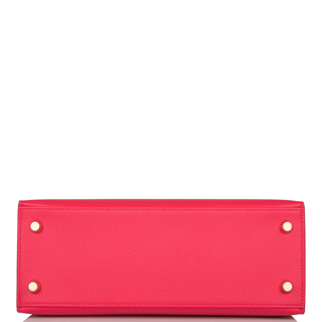 Hermes Rose Extreme Epsom Sellier Kelly 25cm Gold Hardware