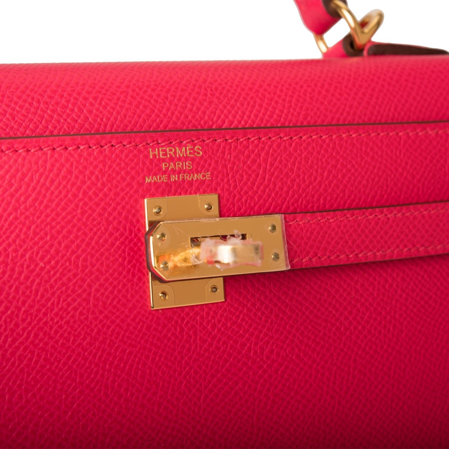Hermes Rose Extreme Epsom Sellier Kelly 25cm Gold Hardware