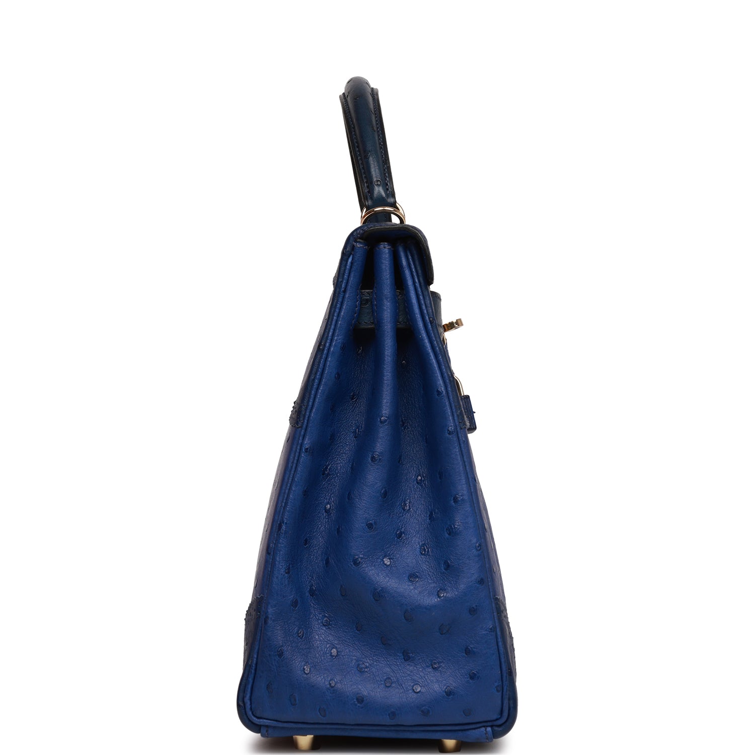 d Hermes Ghillies Kelly Retourne 32 Bleu Saphir, Bleu Iris and Bleu de Malte Ostrich Permabrass Hardware