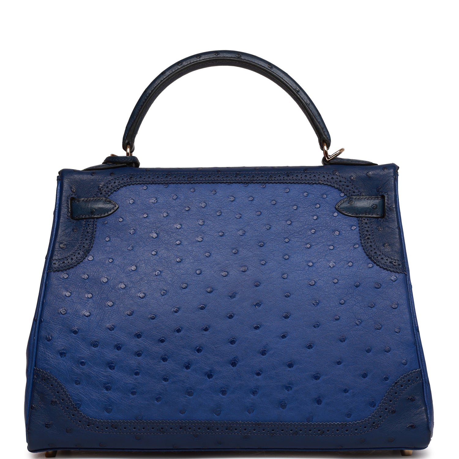 d Hermes Ghillies Kelly Retourne 32 Bleu Saphir, Bleu Iris and Bleu de Malte Ostrich Permabrass Hardware