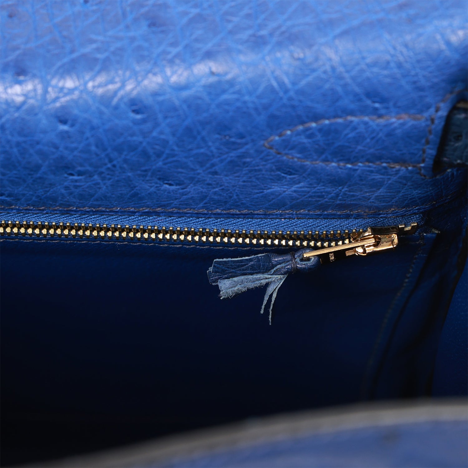 d Hermes Ghillies Kelly Retourne 32 Bleu Saphir, Bleu Iris and Bleu de Malte Ostrich Permabrass Hardware