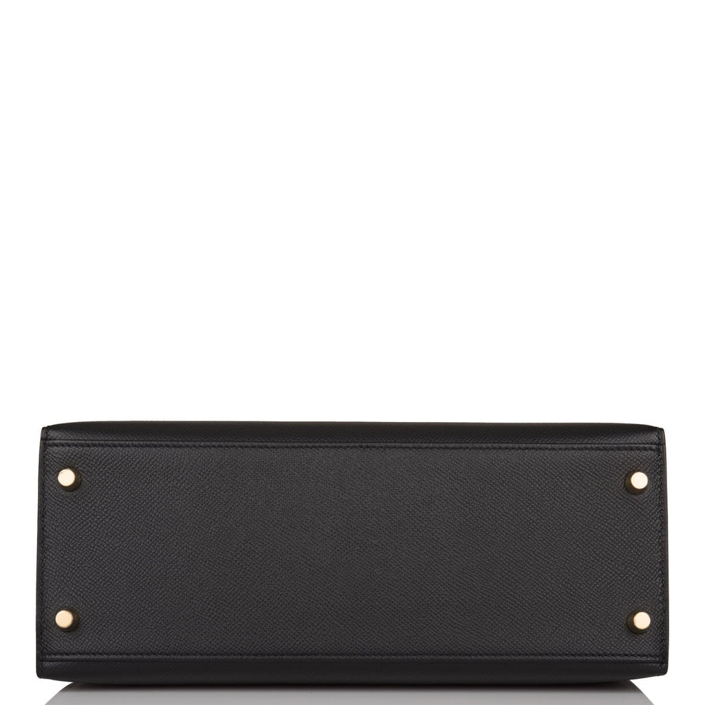 Hermes Kelly Sellier 28 Black Epsom Gold Hardware