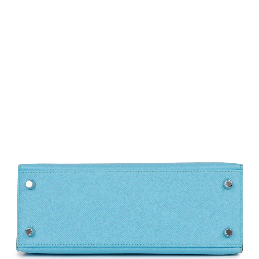 Hermes Kelly Sellier 25 Celeste Epsom Palladium Hardware