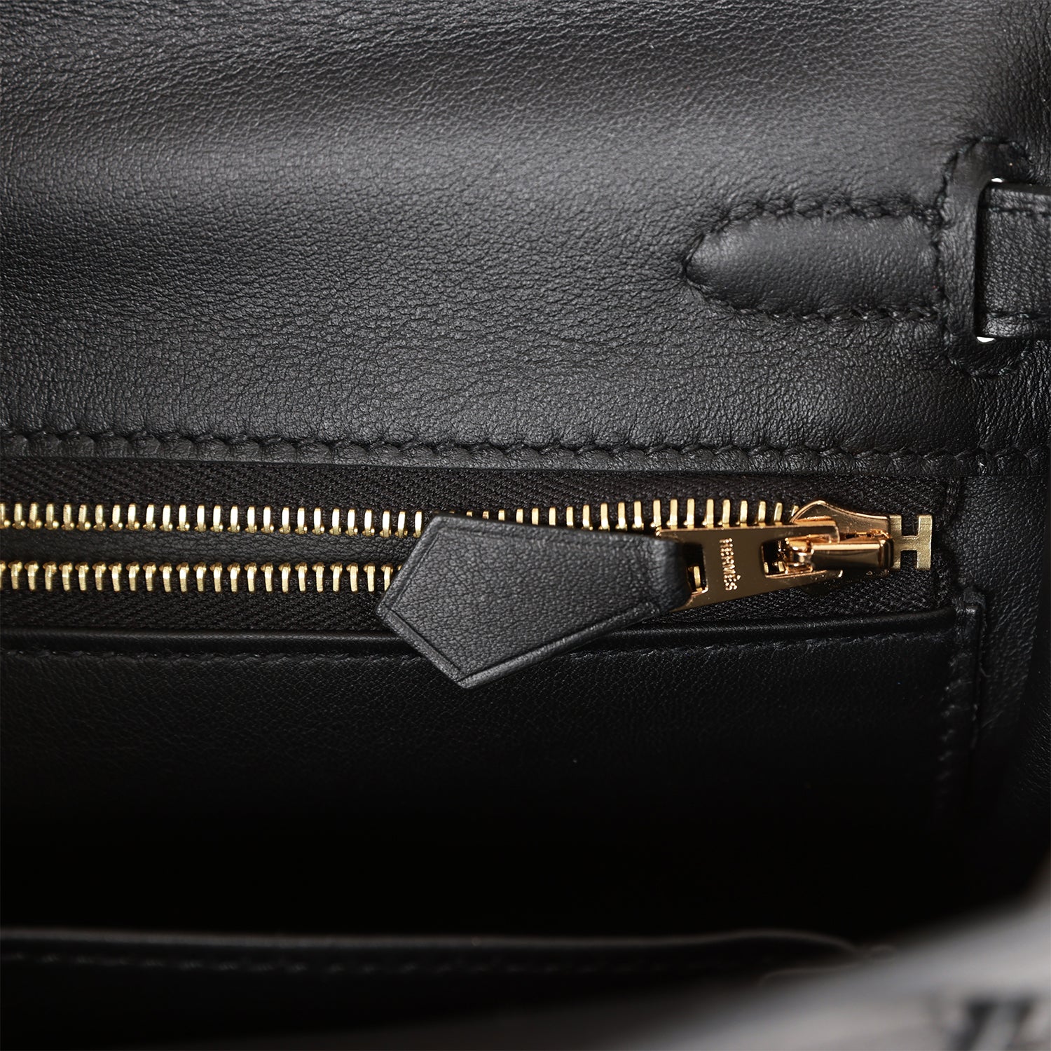 Hermes Kelly Retourne 25 Black Swift Gold Hardware