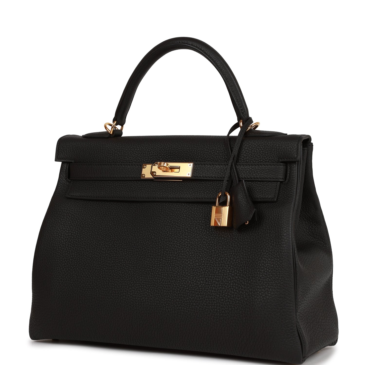 Hermes Kelly Retourne 32 Black Togo Gold Hardware