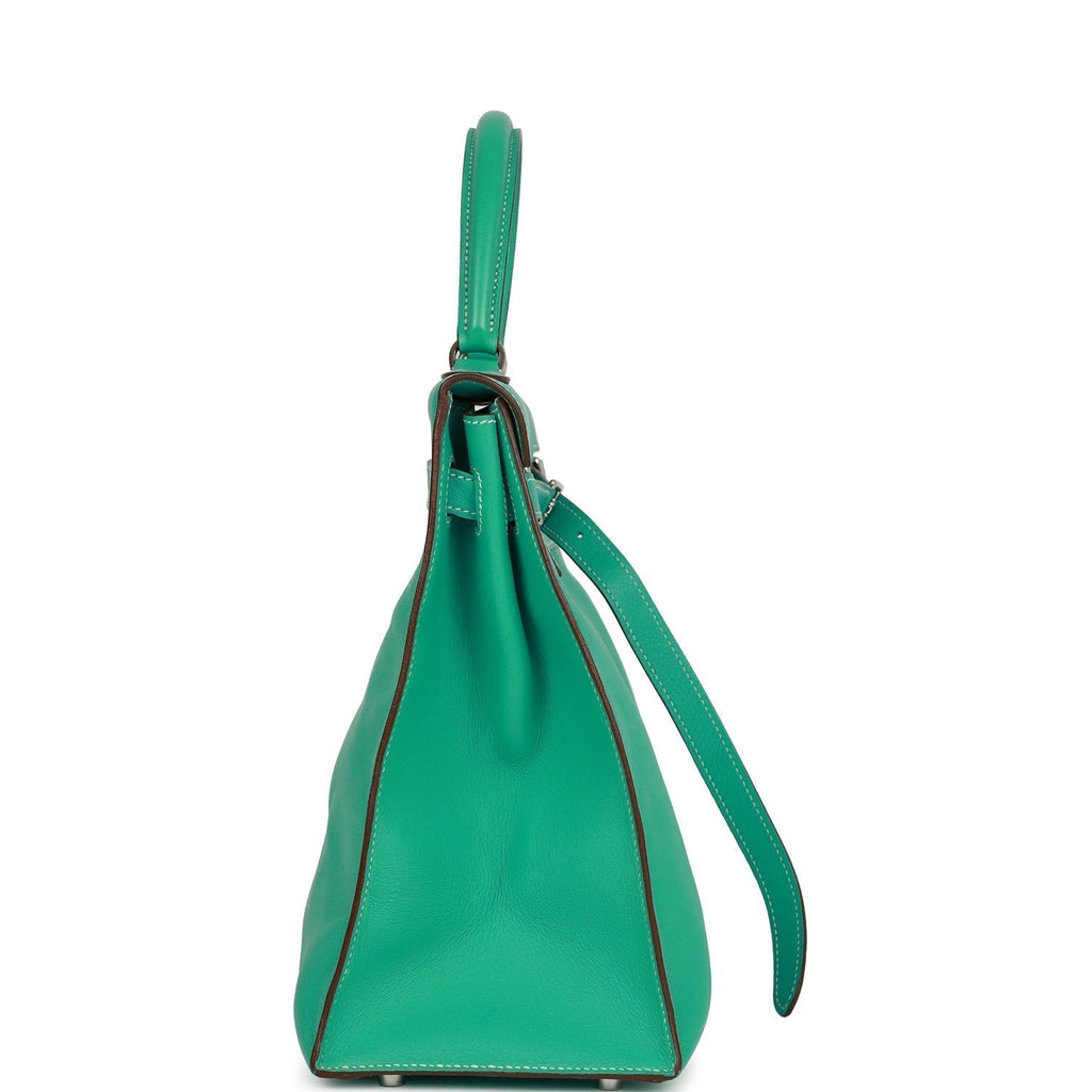 Hermes Kelly Flat 35 Lagoon Swift Palladium Hardware