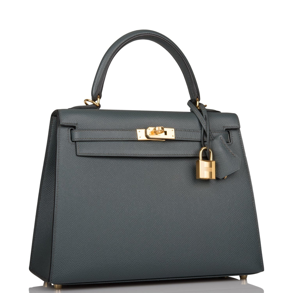Hermes Sellier Kelly 25 Bleu Orage Epsom Gold Hardware