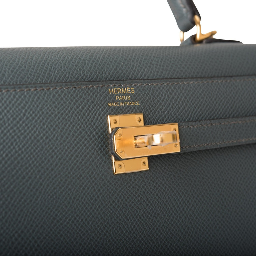 Hermes Sellier Kelly 25 Bleu Orage Epsom Gold Hardware