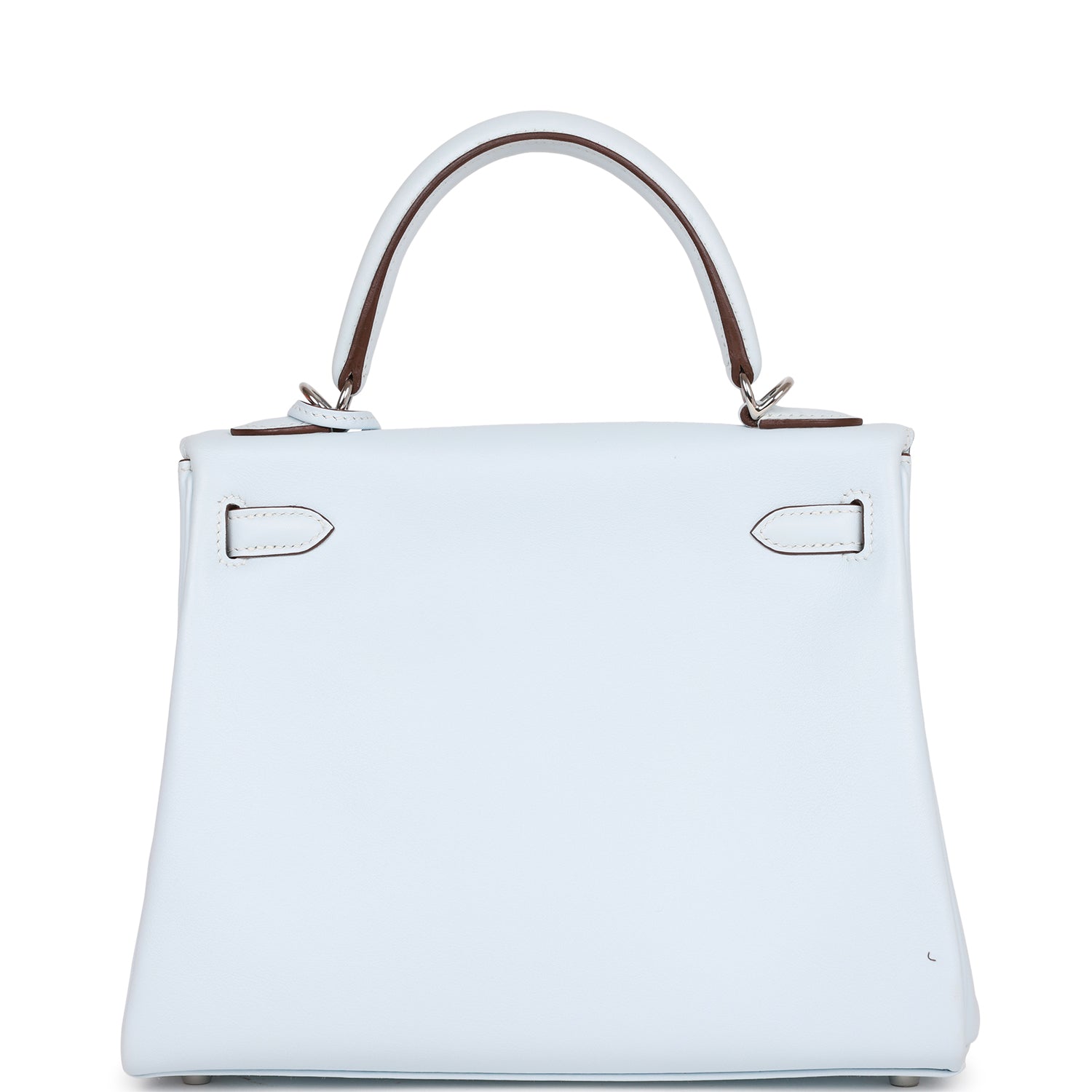 Pre-owned Hermes Kelly Retourne 25 Bleu Brume Swift Palladium Hardware