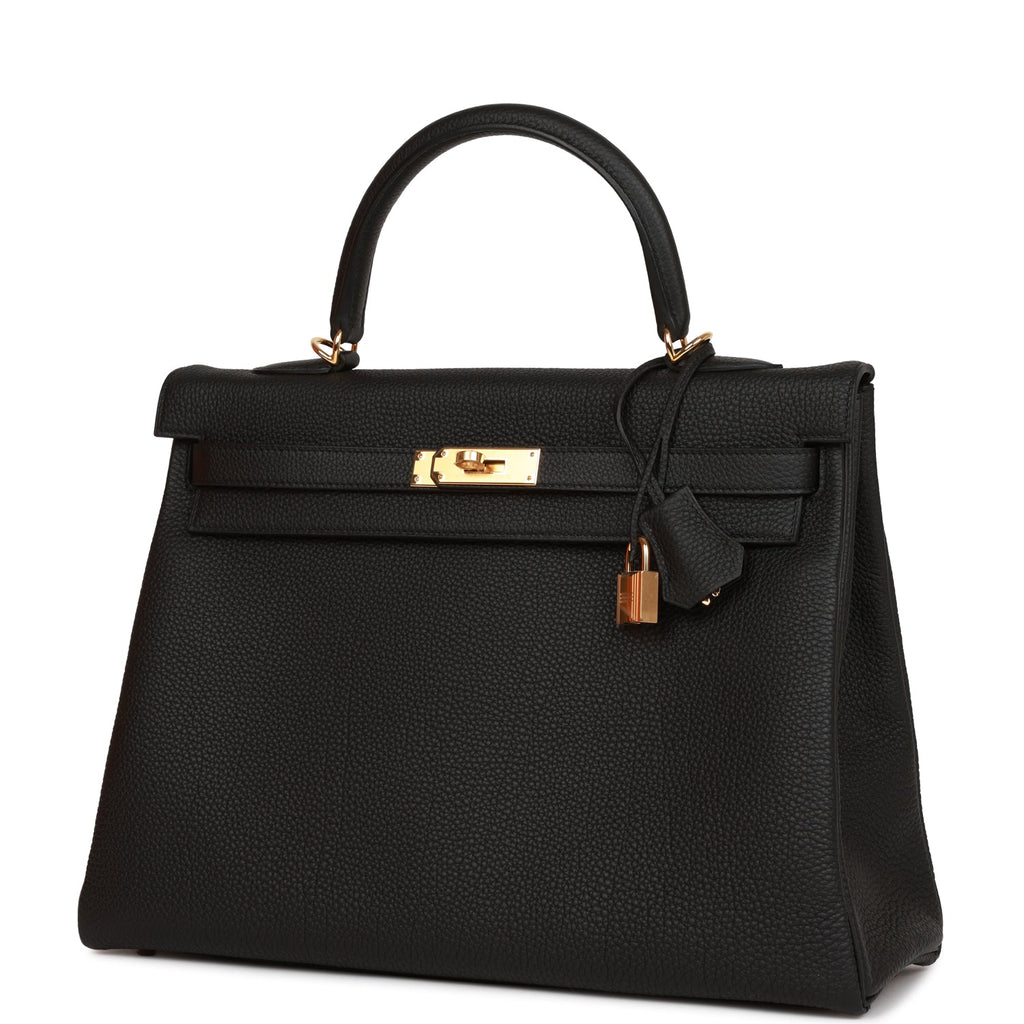 Hermes Kelly Retourne 35 Black Togo Gold Hardware