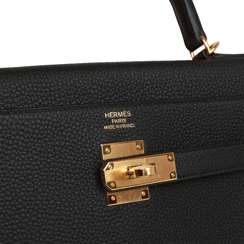 Hermes Kelly Retourne 35 Black Togo Gold Hardware