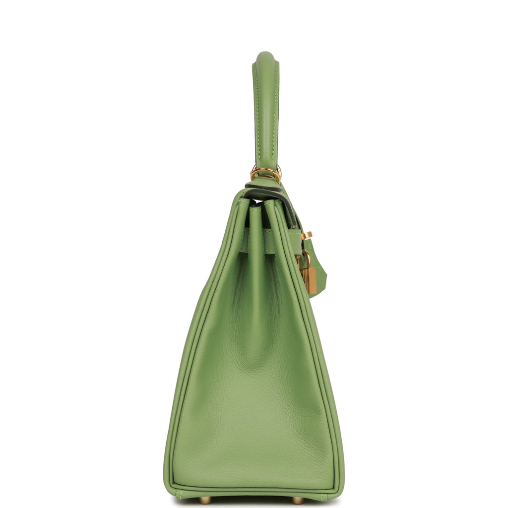 Hermes Kelly Retourne 28 Vert Criquet Evercolor Gold Hardware