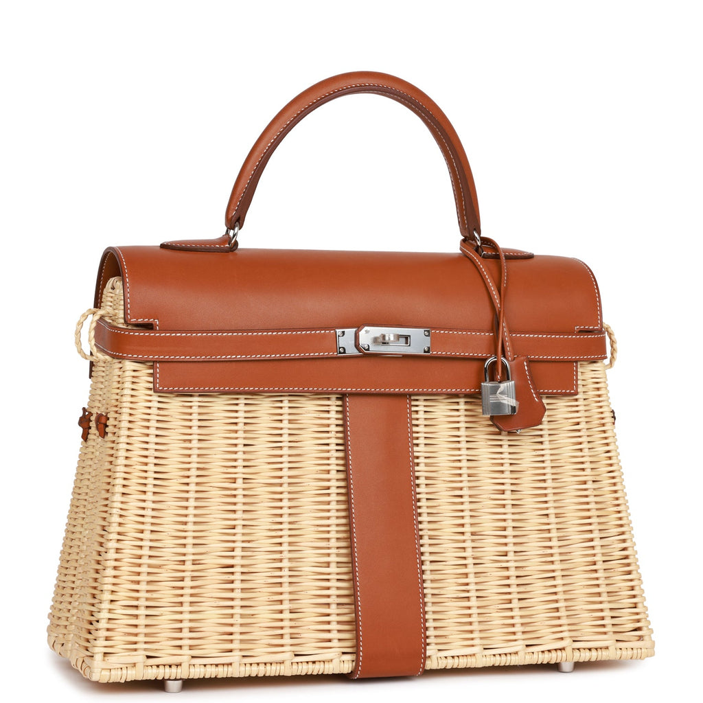 Hermes Picnic Kelly 35 Fauve Barenia Palladium Hardware