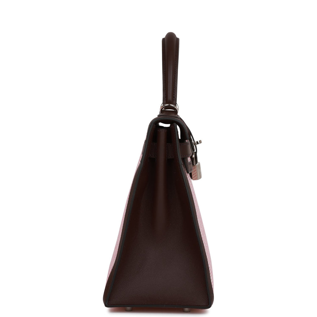 Hermes Quadrille Kelly Sellier 28 Rouge Sellier Toile and Swift Palladium Hardware