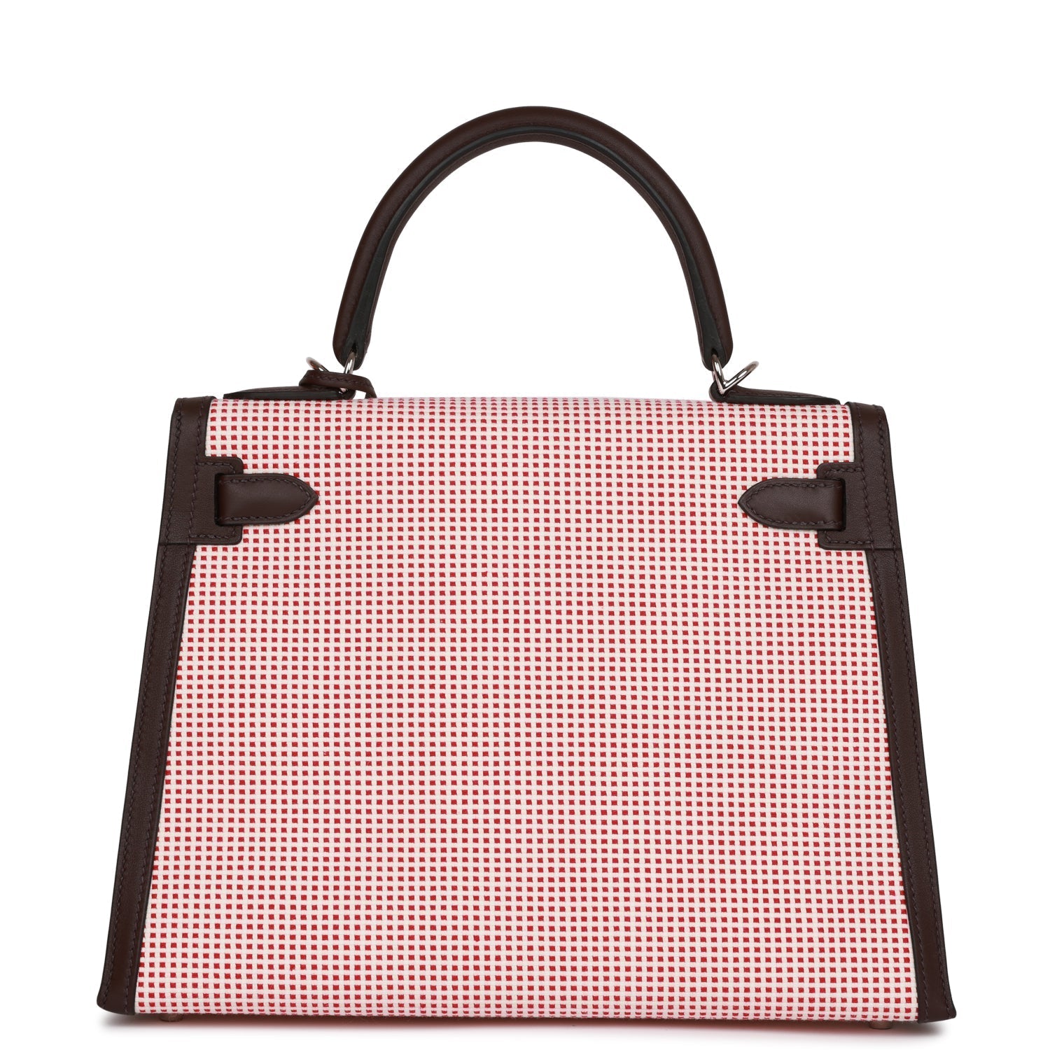 Hermes Quadrille Kelly Sellier 28 Rouge Sellier Toile and Swift Palladium Hardware