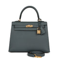 Hermes Kelly Sellier 25 Bleu Orage Epsom Gold Hardware