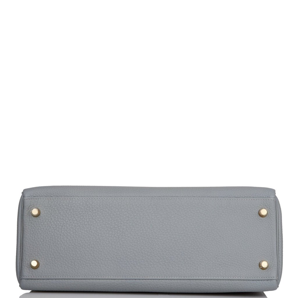 Pre-owned Hermes Kelly Retourne 32 Bleu Glacier Togo Gold Hardware