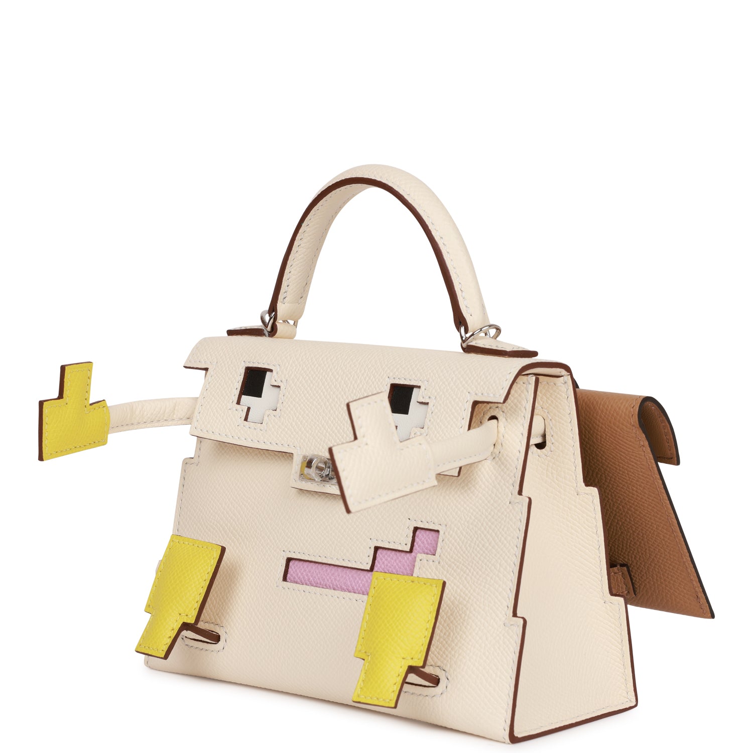 Hermes "Quelle Idolle" Picto Kelly Doll Nata Epsom Palladium Hardware