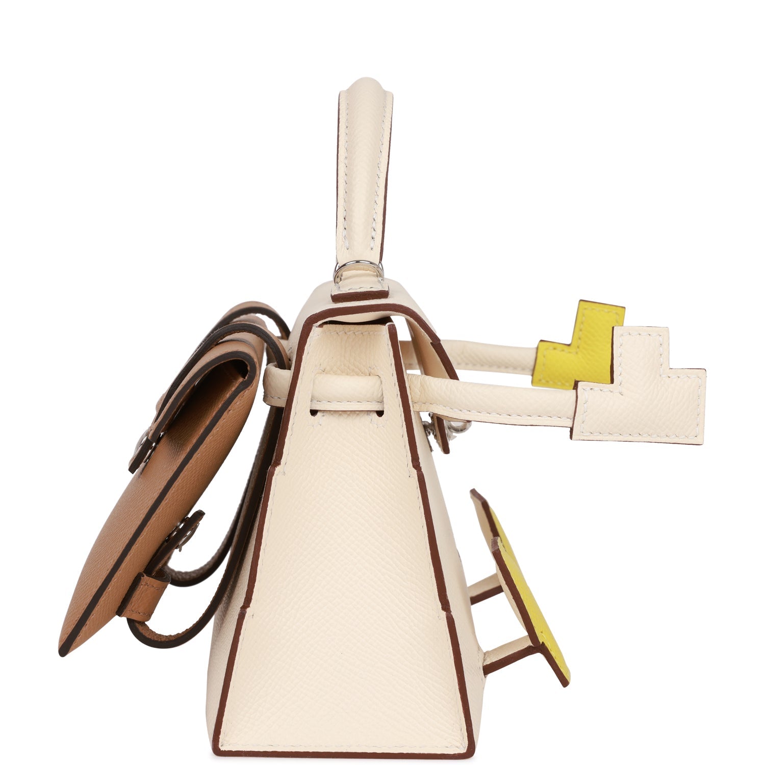 Hermes "Quelle Idolle" Picto Kelly Doll Nata Epsom Palladium Hardware