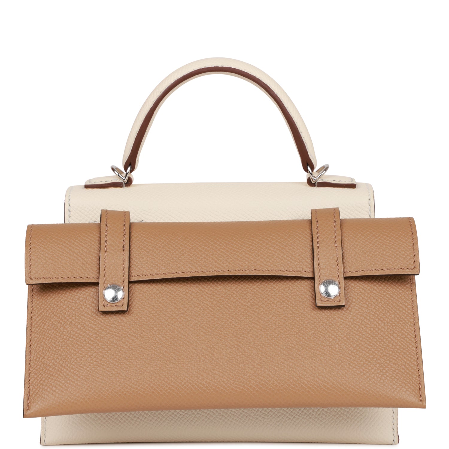 Hermes "Quelle Idolle" Picto Kelly Doll Nata Epsom Palladium Hardware