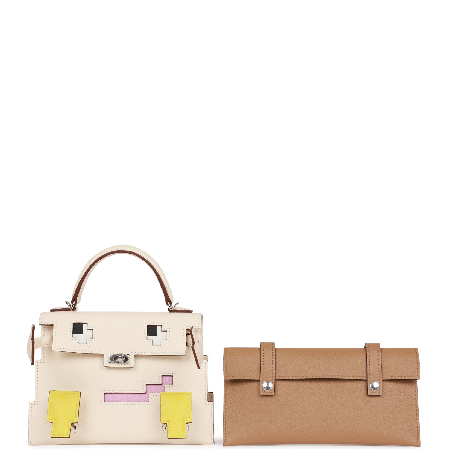 Hermes "Quelle Idolle" Picto Kelly Doll Nata Epsom Palladium Hardware