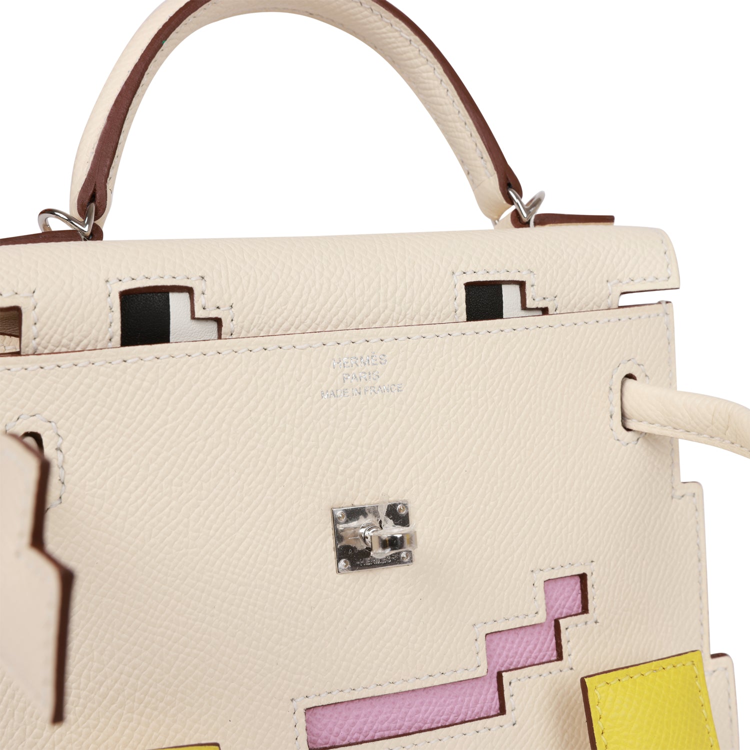 Hermes "Quelle Idolle" Picto Kelly Doll Nata Epsom Palladium Hardware