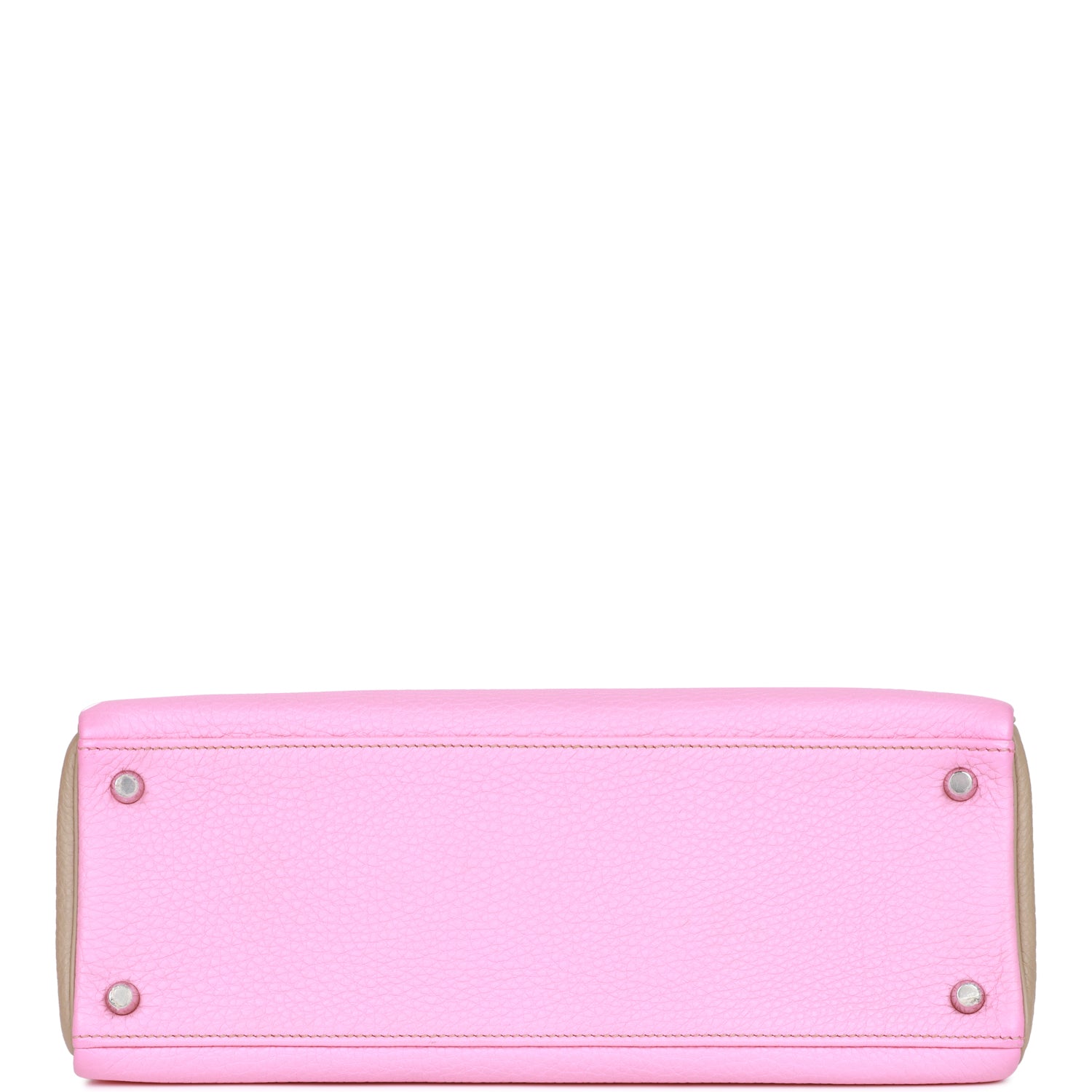 Hermes Special Order (HSS) Kelly Retourne 32 Bubblegum and Gris Tourterelle Clemence Brushed Palladium Hardware