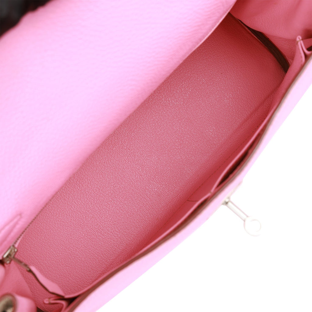 d Hermes Special Order (HSS) Kelly Retourne 32 Bubblegum and Gris Tourterelle Clemence Brushed Palladium Hardware