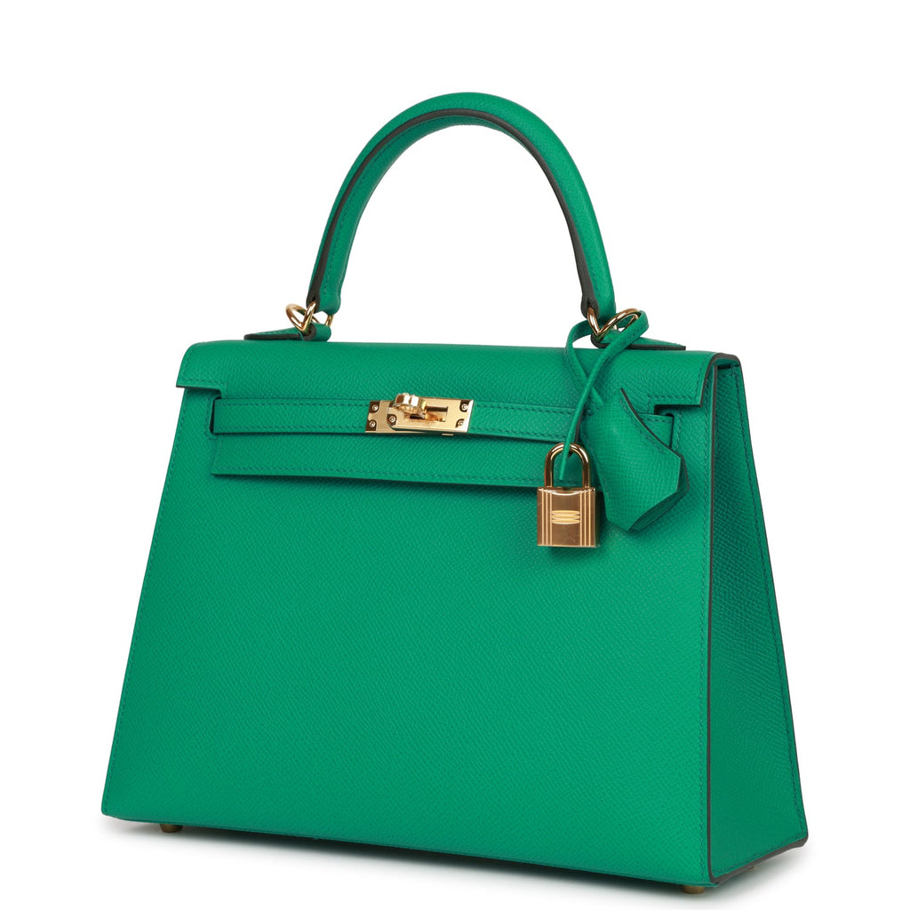 Hermes Kelly Sellier 25 Vert Jade Epsom Gold Hardware