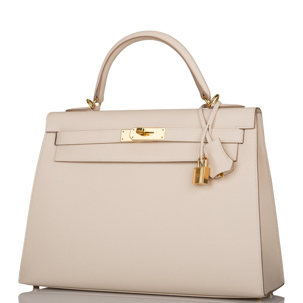 Hermes Kelly Sellier 32 Craie Epsom Gold Hardware