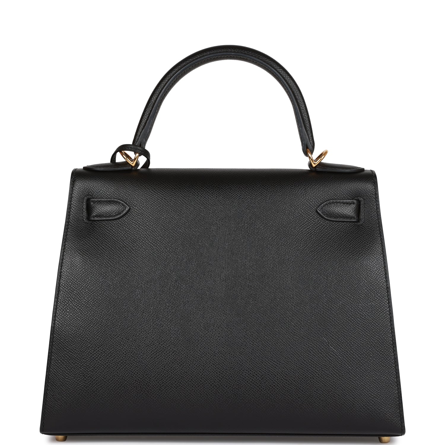 Pre-owned Hermes Kelly Sellier 28 Black Epsom Gold Hardware