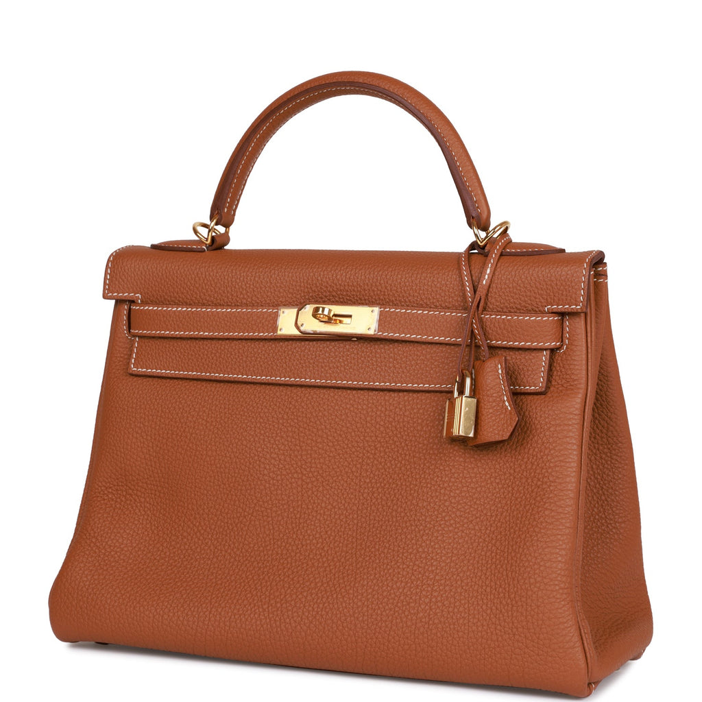 Pre-owned Hermes Kelly Retourne 32 Gold Togo Gold Hardware