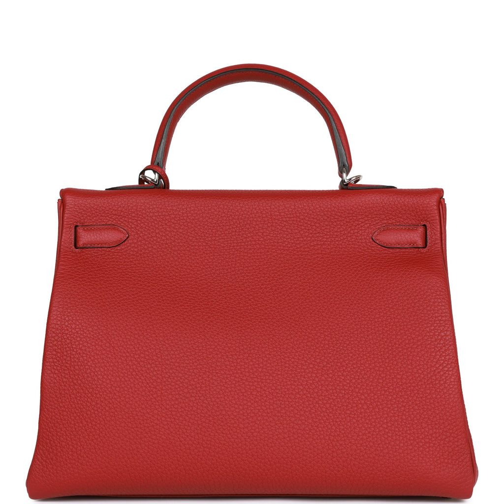Hermes Special Order (HSS) Kelly Retourne 35 Rouge Grenat Verso Togo Palladium Hardware