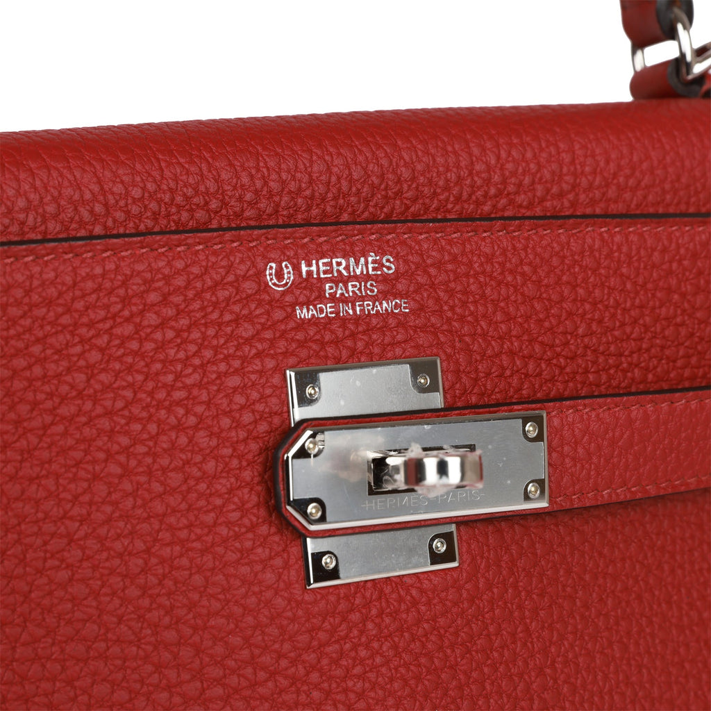 Hermes Special Order (HSS) Kelly Retourne 35 Rouge Grenat Verso Togo Palladium Hardware