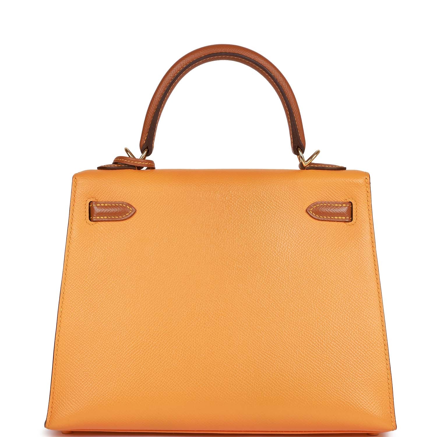 Pre-owned Hermes Special Order (HSS) Kelly Sellier 25 Jaune Ambre and Gold Epsom Gold Hardware