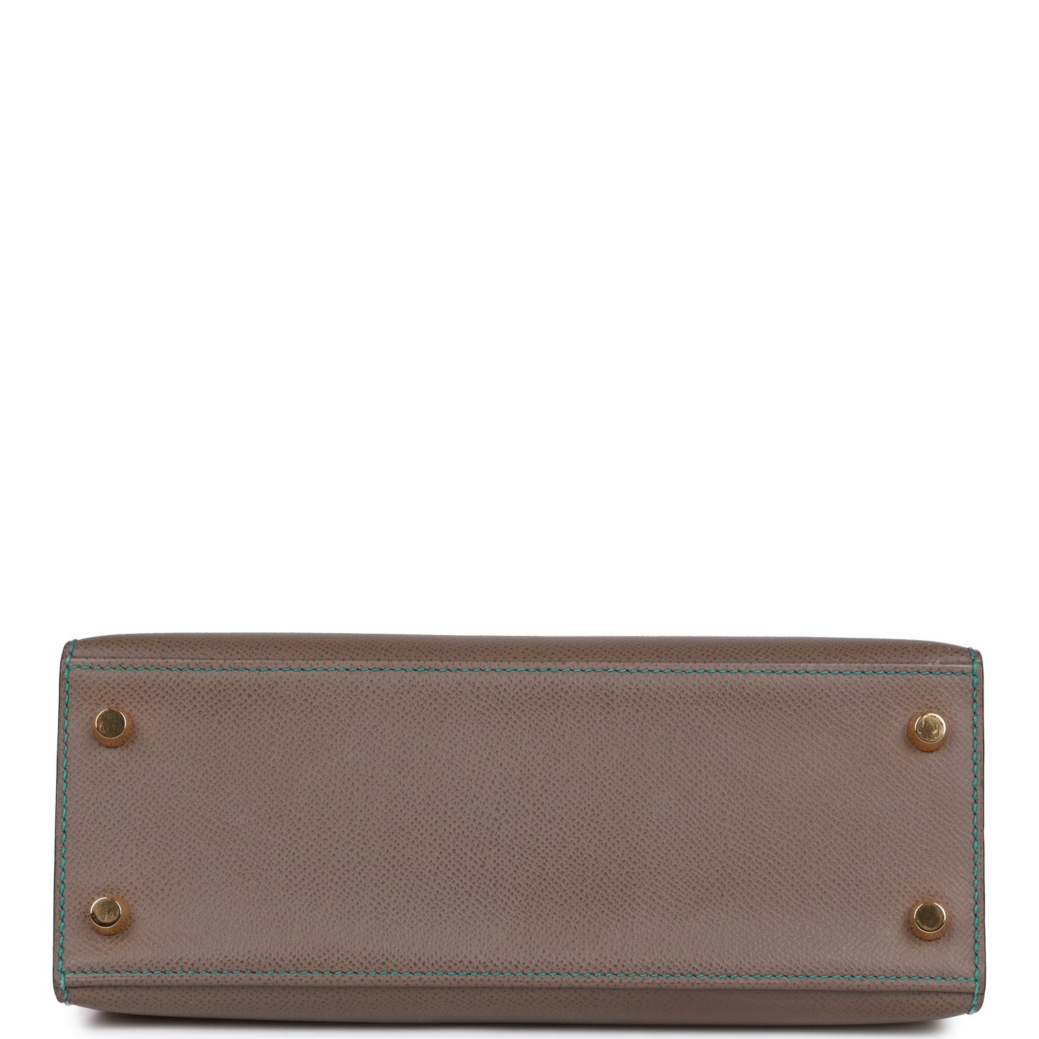 Hermes Special Order (HSS) Kelly Sellier 25 Etain and Bleu Paon Epsom Gold Hardware